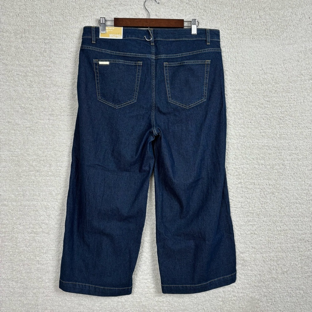 Michael Kors Jeans Womens 14 Blue Selma Crop Wide Leg High Rise Zip‎ Fly Denim - Picture 4 of 14